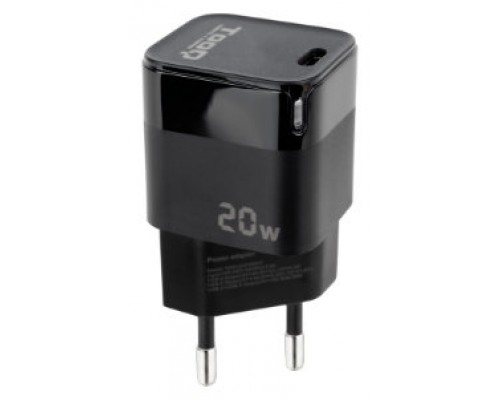 CARGADOR PARED USB-C/PD 20W LIGHT LED NEGRO TOOQ