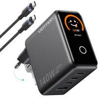 CARGADOR PARED 140W 3xUSB-C/USB-C + CABLE USB-C NEGRO VENTION-41AA CARGADOR PARED 140W 3xUSB-C/USB-C + CABLE USB-C NEGRO VENTION