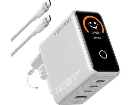 CARGADOR PARED 140W 3xUSB-C/USB-C + CABLE USB-C BLANCO VENTION-AA41 CARGADOR PARED 140W 3xUSB-C/USB-C + CABLE USB-C BLANCO VENTION