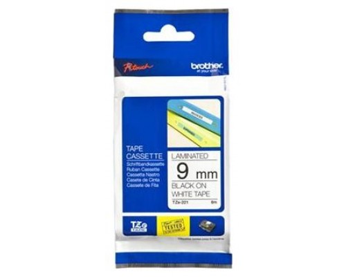 CINTA LAMINADA BROTHER TZE221 BLANCO NEGRO 9MM