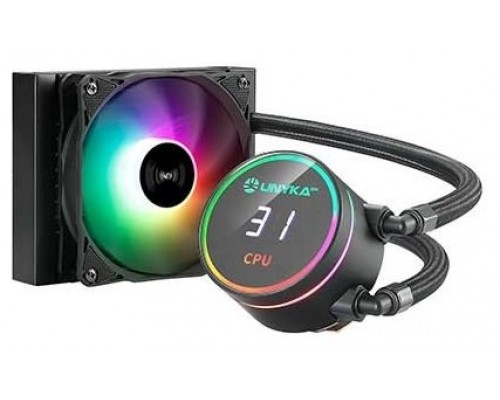 REFRIGERACIÓN LÍQUIDA CPU UNYKA AQUASTORM 120MM BLACK RGB Rainbow, DISPLAY