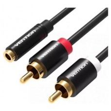 CABLE AUDIO ESTEREO JACK 3.5/H 2xRCA/M 1 M NEGRO VENTION