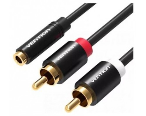 CABLE AUDIO ESTEREO JACK 3.5/H 2xRCA/M 1 M NEGRO VENTION