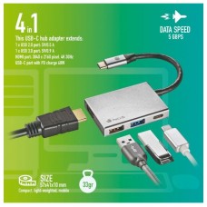 NGS Adaptador multipuerto USB-C 4 EN 1