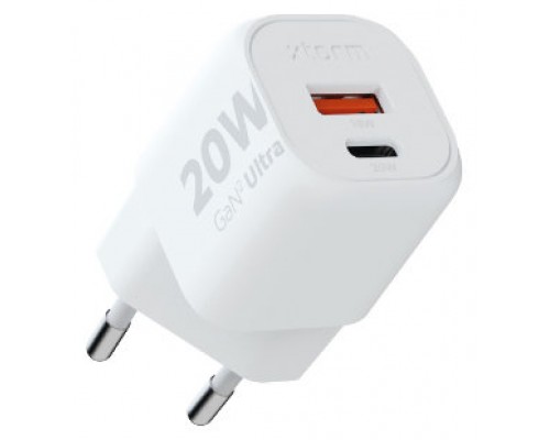 CARGADOR USB DE VIAJE/PARED 20W GAN2 ULTRA WALL TYPE-C/USB 3.0 BLANCO XTORM